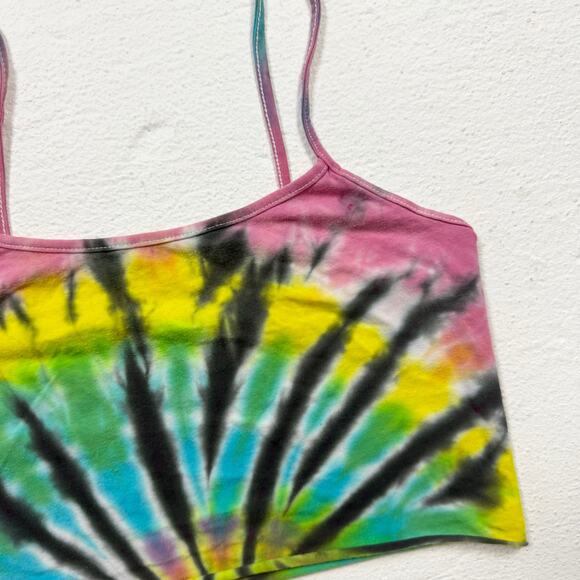 No Boundaries Rainbow Tie-Dye Crop Tank Top, Size Small - Picture 2 of 4